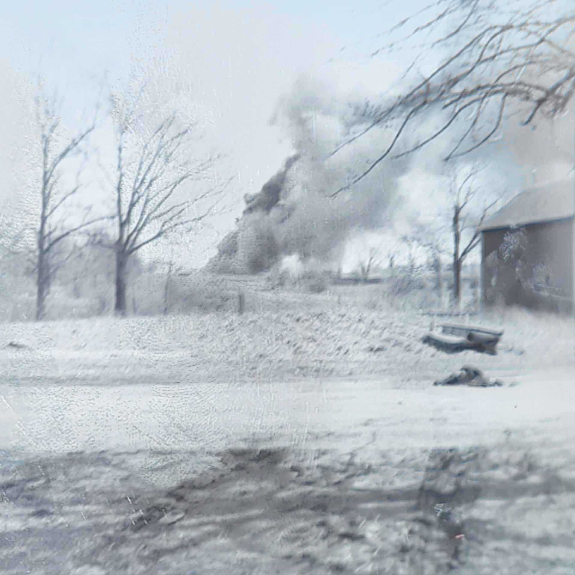 Cooks Farm Dairy Barn on fire 1950's